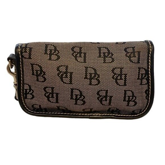 Dooney Bourke Logo Canvas Leather Trim Wristlet - Picture 4 of 6